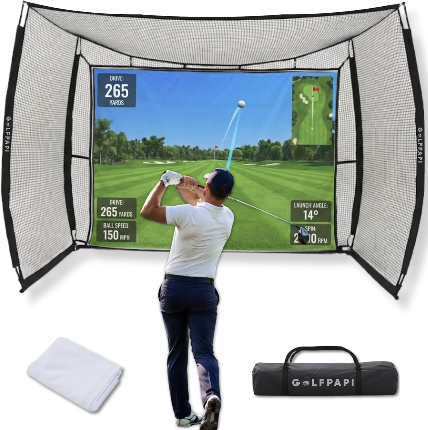 Mobile Simulator Net – 10ft with Impact Screen – GOLF PAPI
